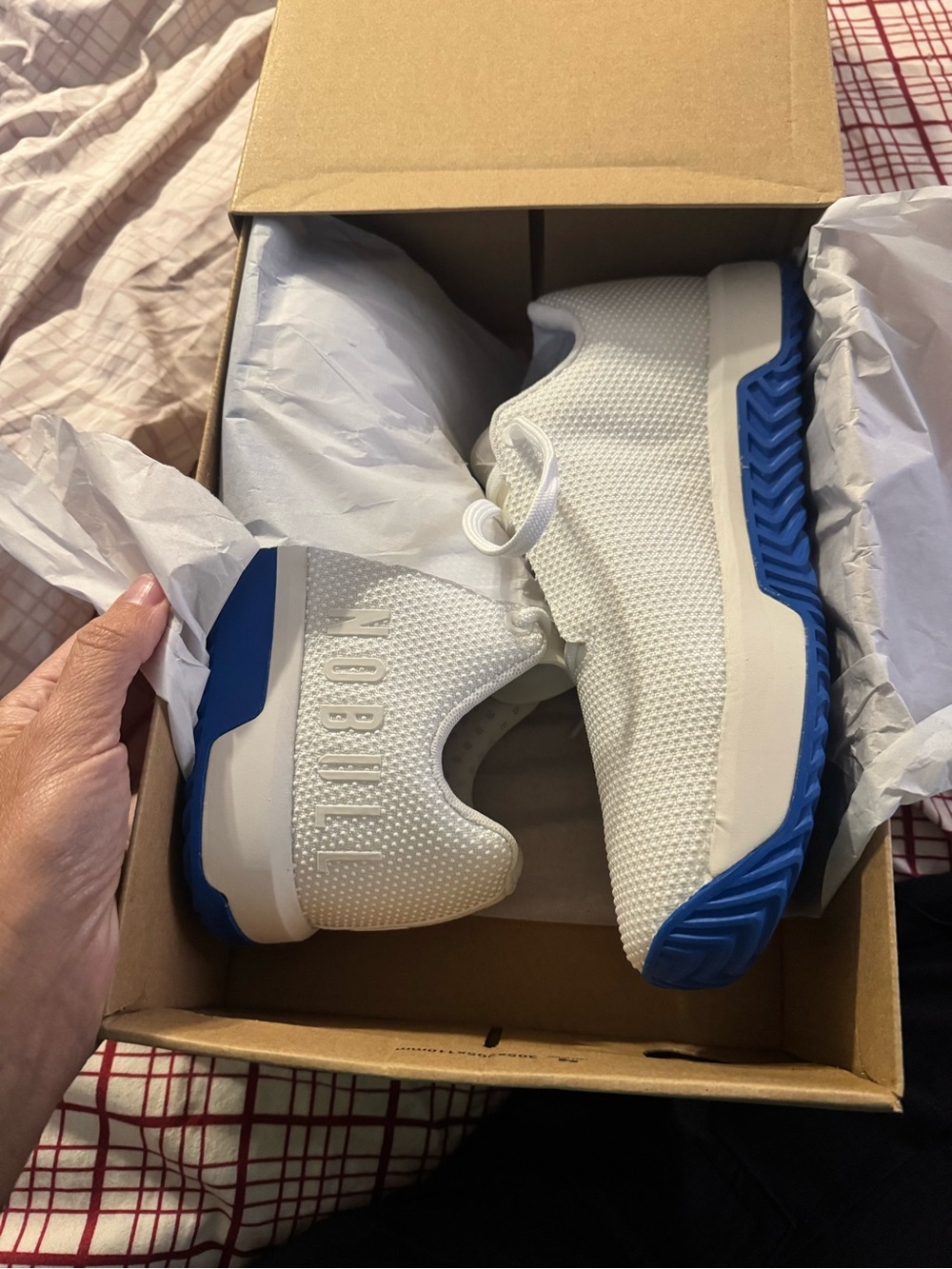 NOBULL White Athletic Trainers with Blue Outsole